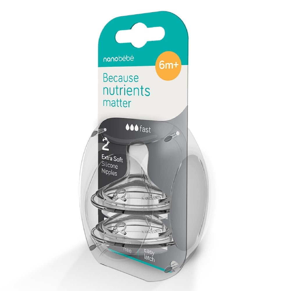 Baby Bottle Teats, 5 Flow Rates, 2-Pack