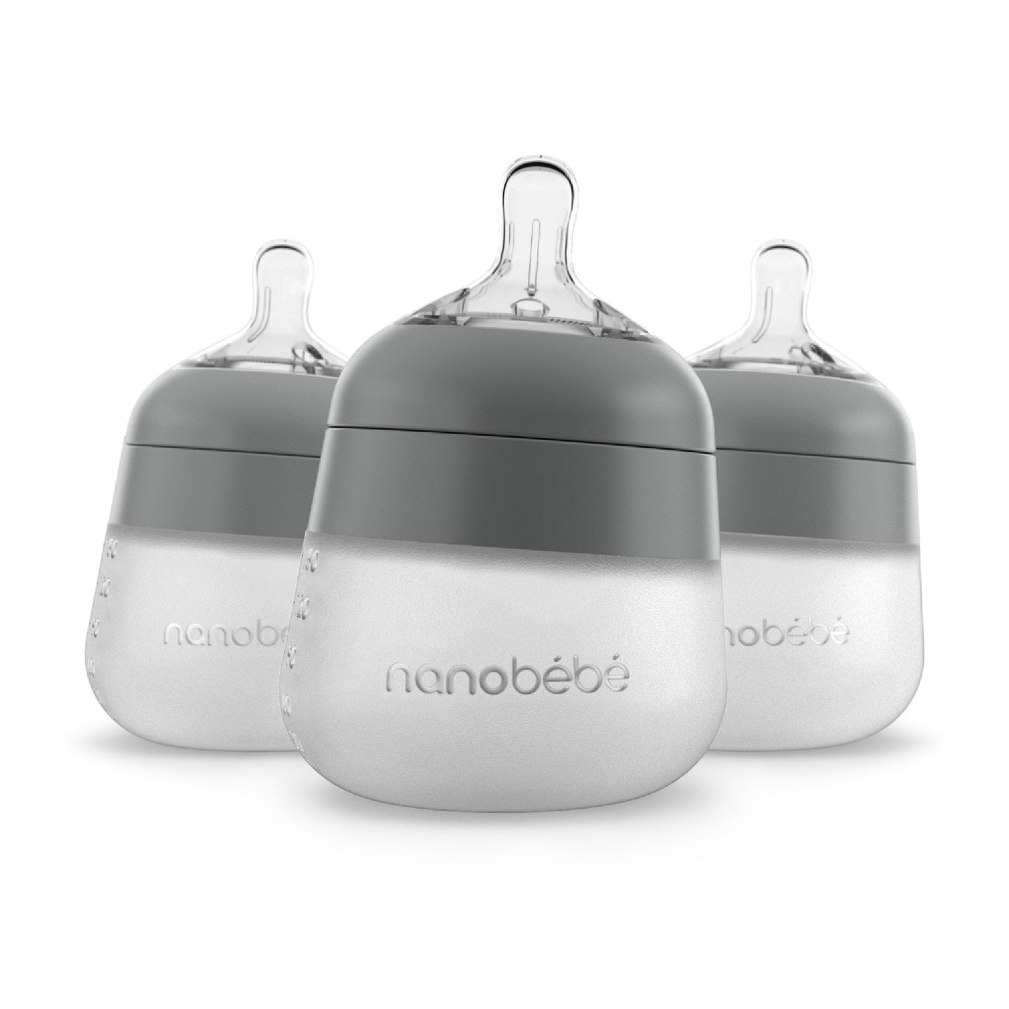 Nanobébé US Flexy Silicone Baby Bottle - 5oz Grey 3pk