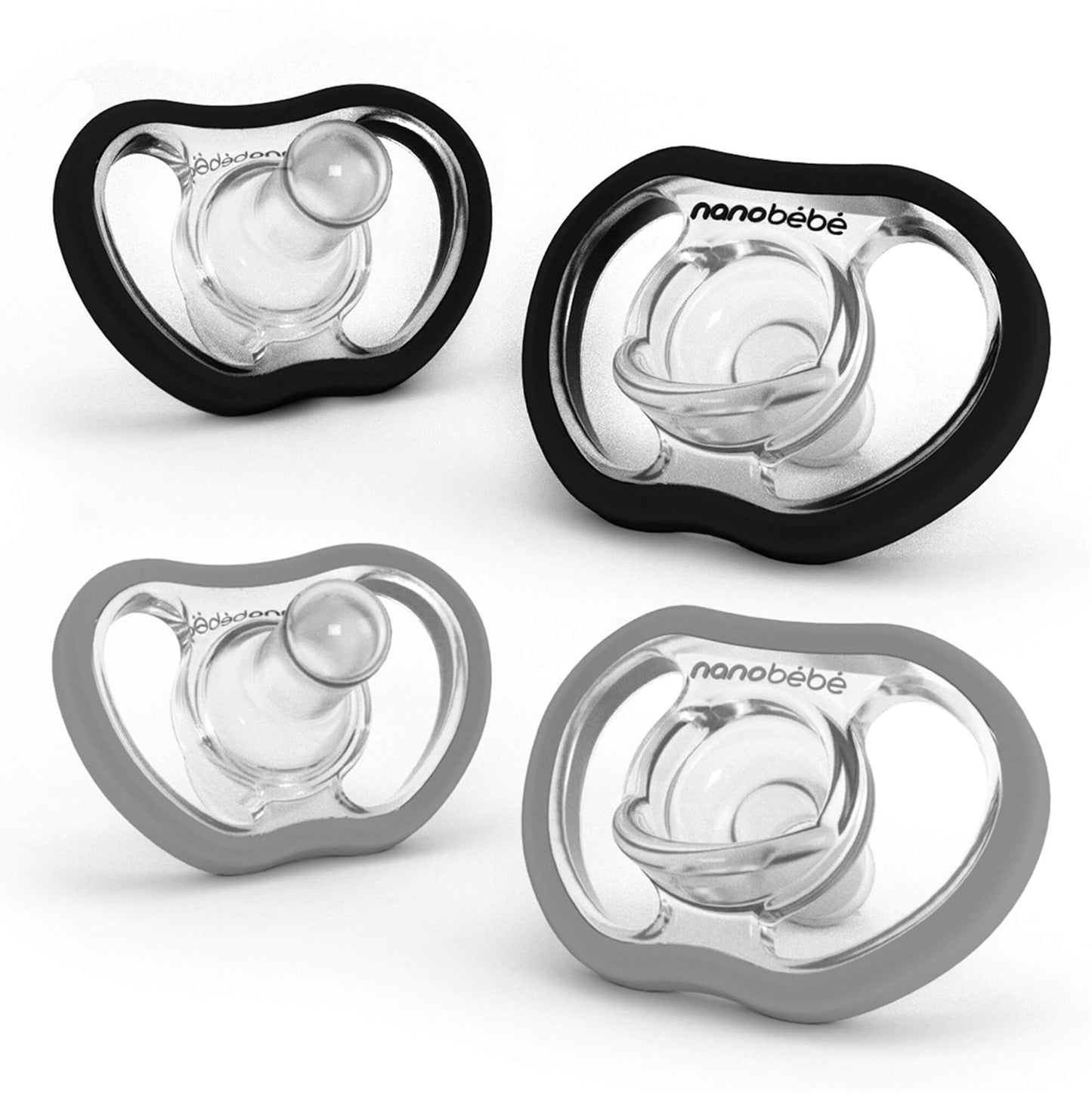 Flexy Active Soother - 4m+ Black & Cool Grey 4pk