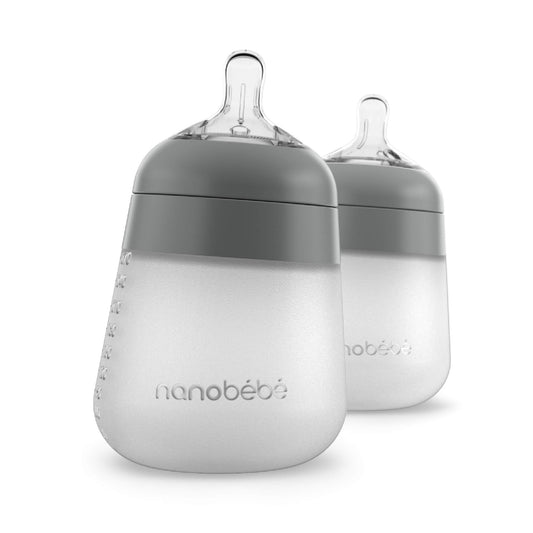 Flexy Silicone Baby Bottle - 270ml Grey 2pk