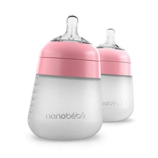 Flexy Silicone Baby Bottle - 270ml Pink 2pk