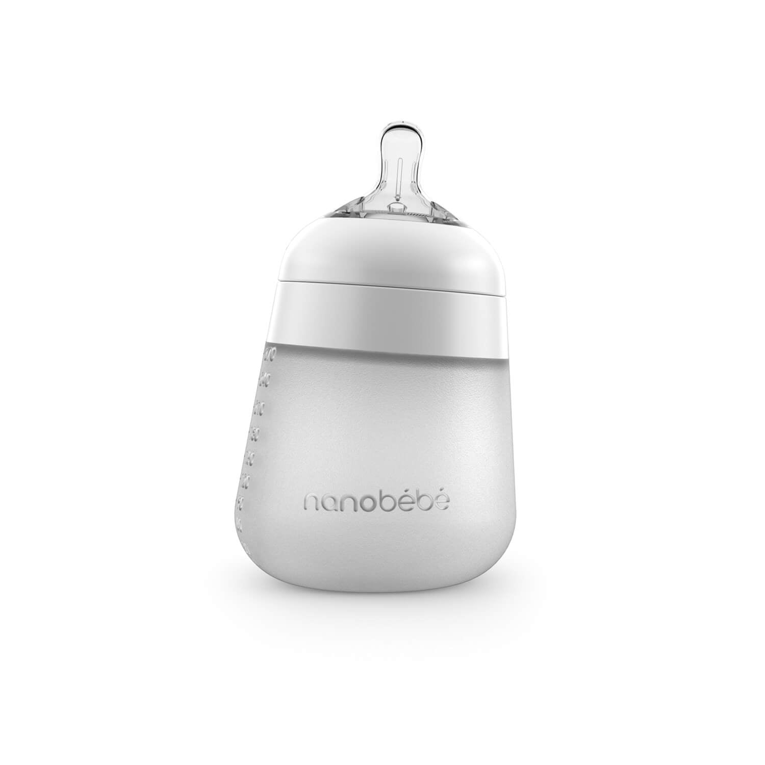 Nanobébé US Flexy Silicone Baby Bottle - 9oz White Single
