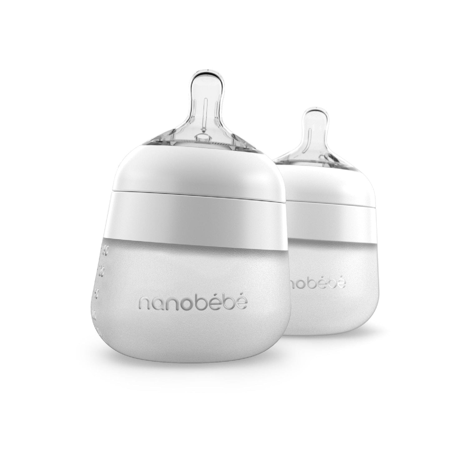 Nanobébé US Flexy Silicone Baby Bottle - 5oz White 2pk